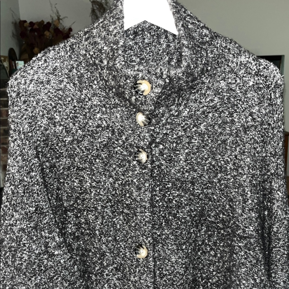 DIP dip Black & White Knit Button-Front Sweater Coat, Size XL